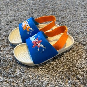 Kids Blue and Orange Slide Sandals